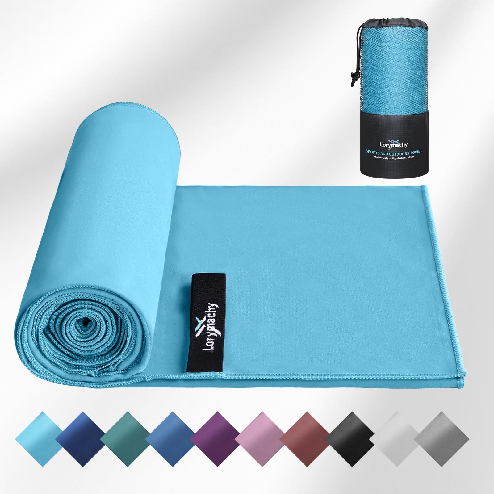 Lorymachy Mikrofaser Handtuch – Fitness Handtuch mit Silberionen-Behandlung, Ultraleicht & Saugstark, Schnelltrocknend – Ideal für Fitness, Yoga, Reisen, Camping, Wandern & Strand