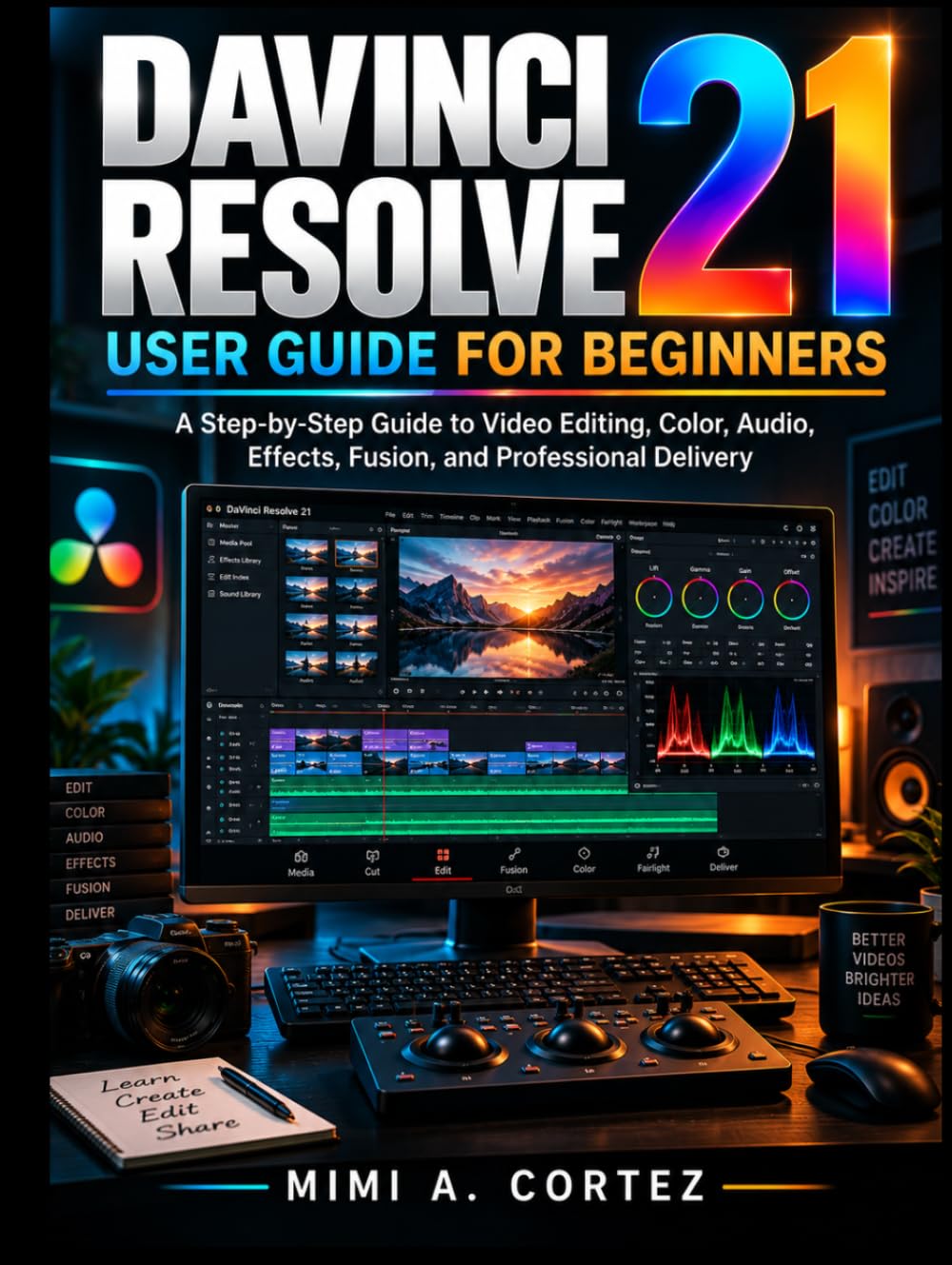 DAVINCI RESOLVE 21 User Guide for Beginners: A Step-by-Step Guide to Video Editing, Color, Audio, Effects, Fusion, and Professional Delivery