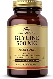 Solgar Glycine 500 mg, 100 Vegetable Capsules - Supports Restful Sleep - Free Form L-Glycine - Important Amino Acid - Naturally Sweet-Tasting - Vegan, Gluten Free, Dairy Free, Kosher - 100