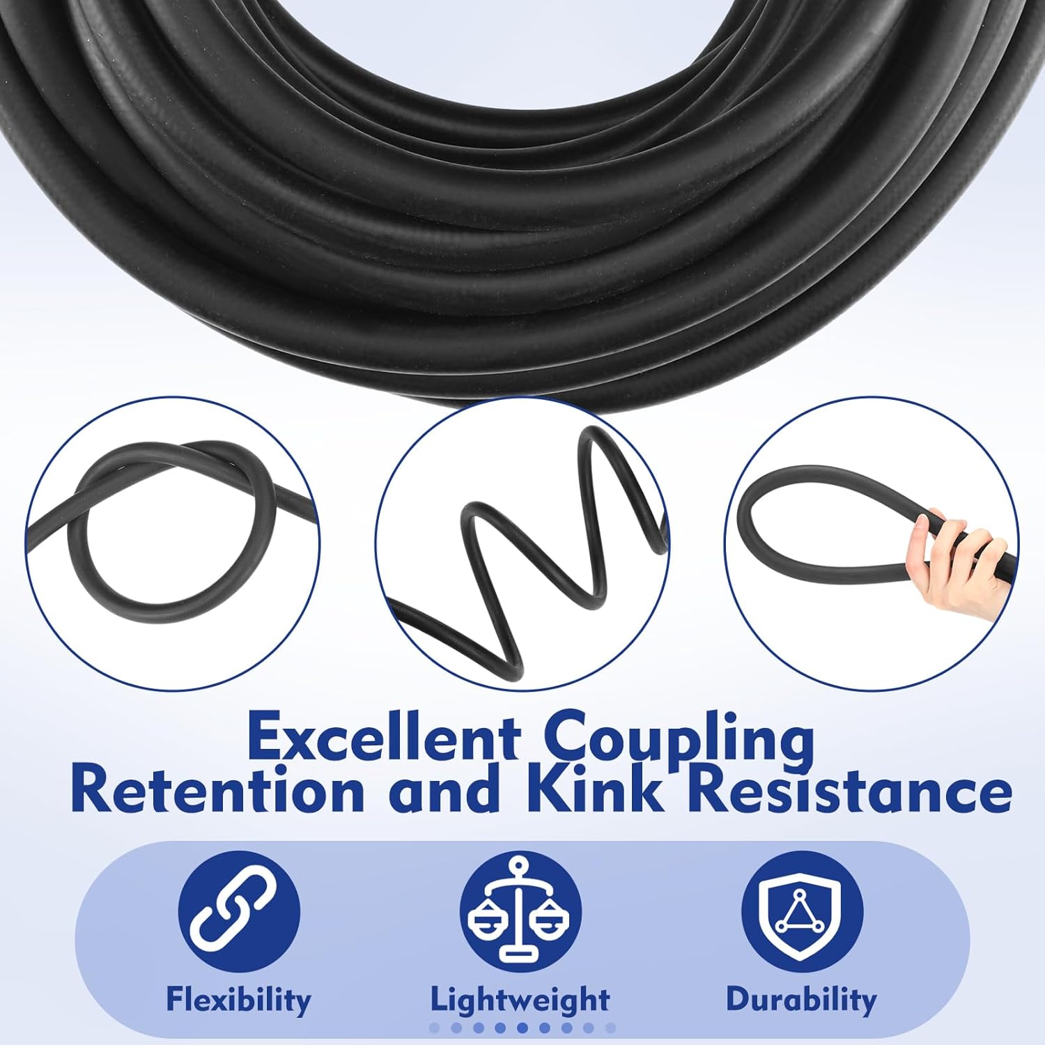 Spray Hose 3/8 Inch ID x 50 ft Heavy Duty Agricultural Garden Rubber Hose General Purpose Epdm Air and Water, Aqueous Chemicals-resistant, 200psi Working, Versatile for Gardening(Black)