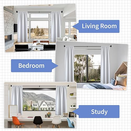 Miniatura 6 de ZYRW Barra de cortina negra, cortinero de oscurecimiento de habitación para ventanas de 28 a 48 pulgadas (2.3-4 pies), barras de cortina