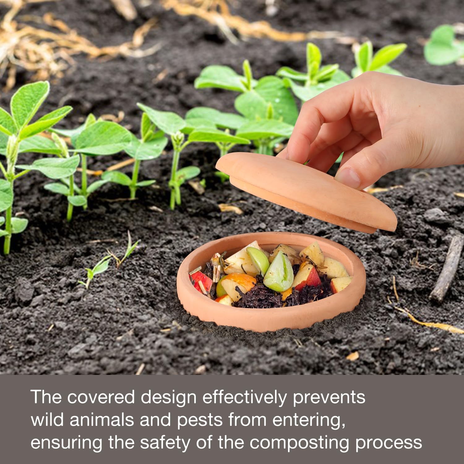 Underground Worm Farm Clay 25,4 cm Garten Kompostierbehälter Keramik Outdoor Gartenarbeit aus Küche Lebensmittelabfälle mit Löchern Systemen Nachhaltiger Wurmkomposter für Hochbeete zu Hause (1)