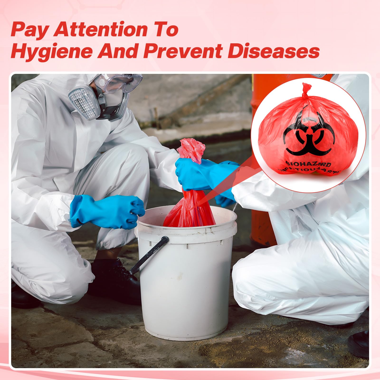 Geiserailie 200 Pack Red Biohazard Waste Bags 3 Gallon Infectious Trash — Amazon image 4