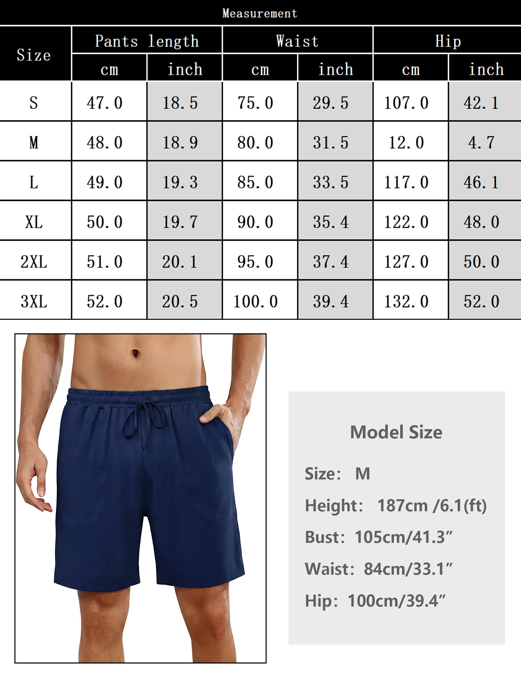 Bresdk Pantalones Cortos Hombre Pantalon Pijama Corto Hombre Algodon Pijama Verano con Coulisse y Bolsillos S-3XL