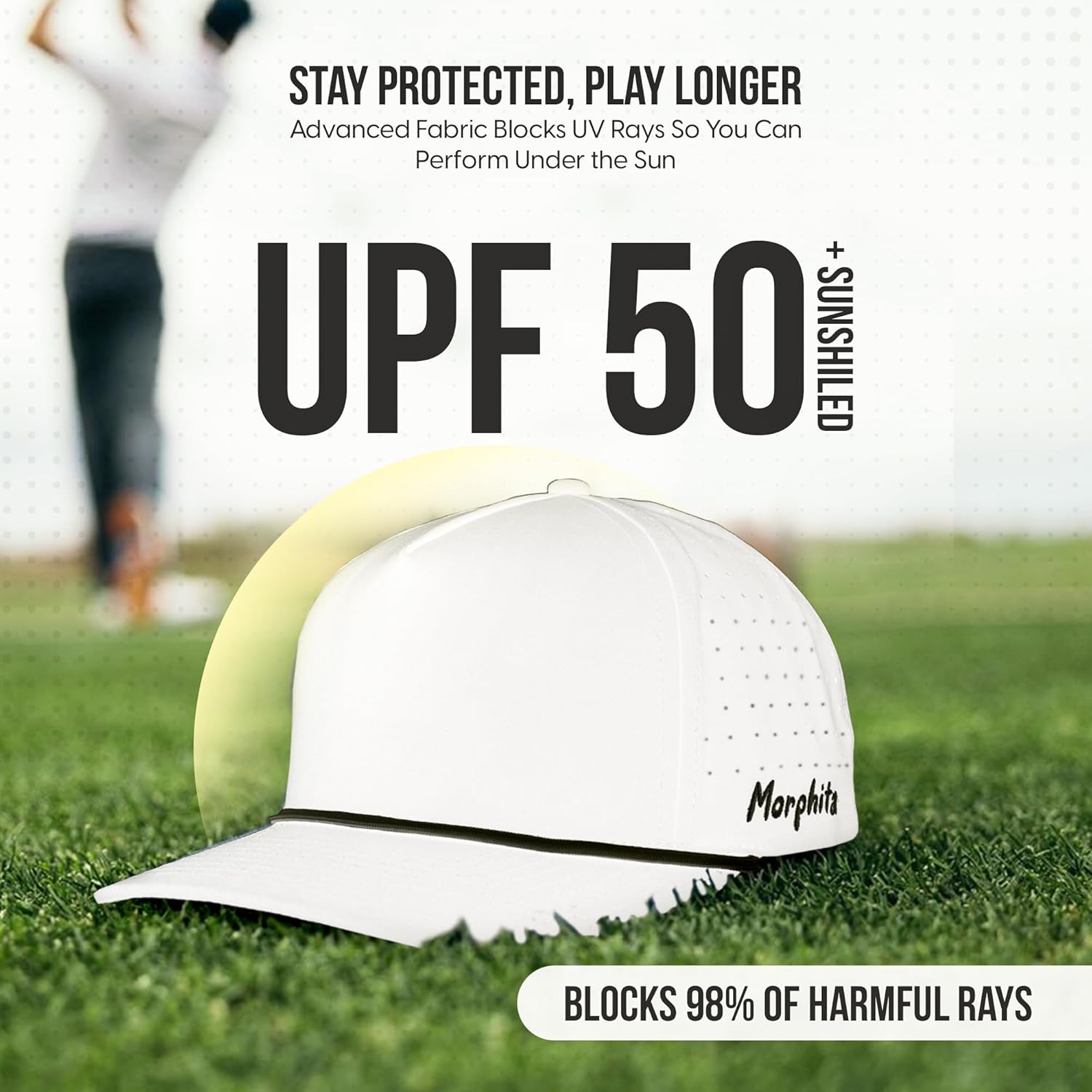 Performance Golf Hat for Men & Women, Breathable Athletic Cap, Lightweight Running Hat, UPF 50 Sun Protection