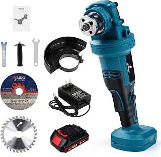 Cordless Angle Grinder, 10000RPM Brushless Motor, Lightweight 21V Handheld Cutting Polishing Tool with 100mm Saw Blades | High-Capacity Battery | Side Handle for Cutting Polishing Wood Steel
