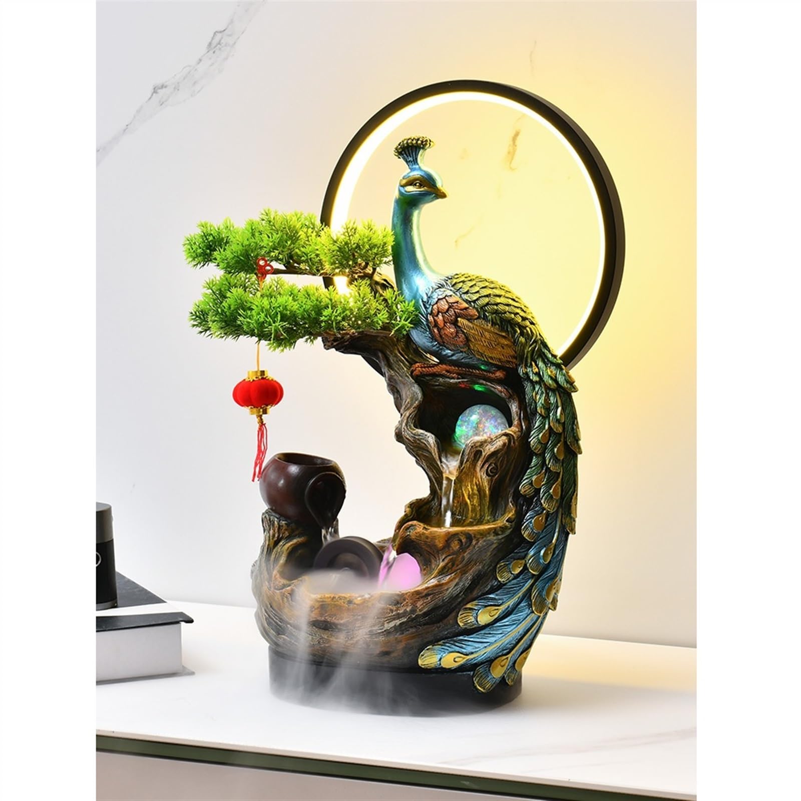 Garten Wasserdekoration, Pfauen-Zirkulationswasser-Büro-Wohnzimmer-Innenhof-Dekoration, Outdoor-Brunnen-Dekoration Dekoration