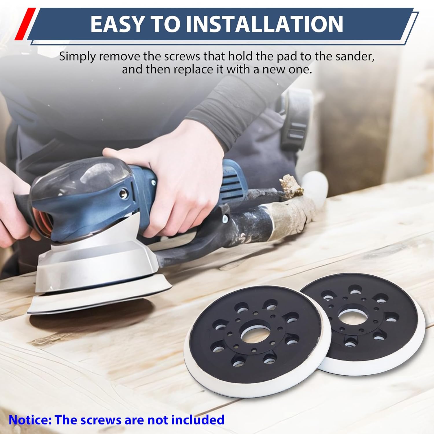 5 Inch Sander Pad for Bosch,2 Pack Hook-and-Loop Sander Replacement Pad for Bosch RS034 & RS035, Compatible with ROS20 ROS20VS ROS20VSC ROS20VSK GEX12V GEX18V ROS10 Orbital Sander
