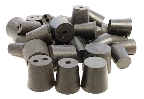 RS-S-1H-2H-1LB Tapones de goma, Surtido Sólido, 1 y 2 Agujeros, 1 Libra, Paquete de 38