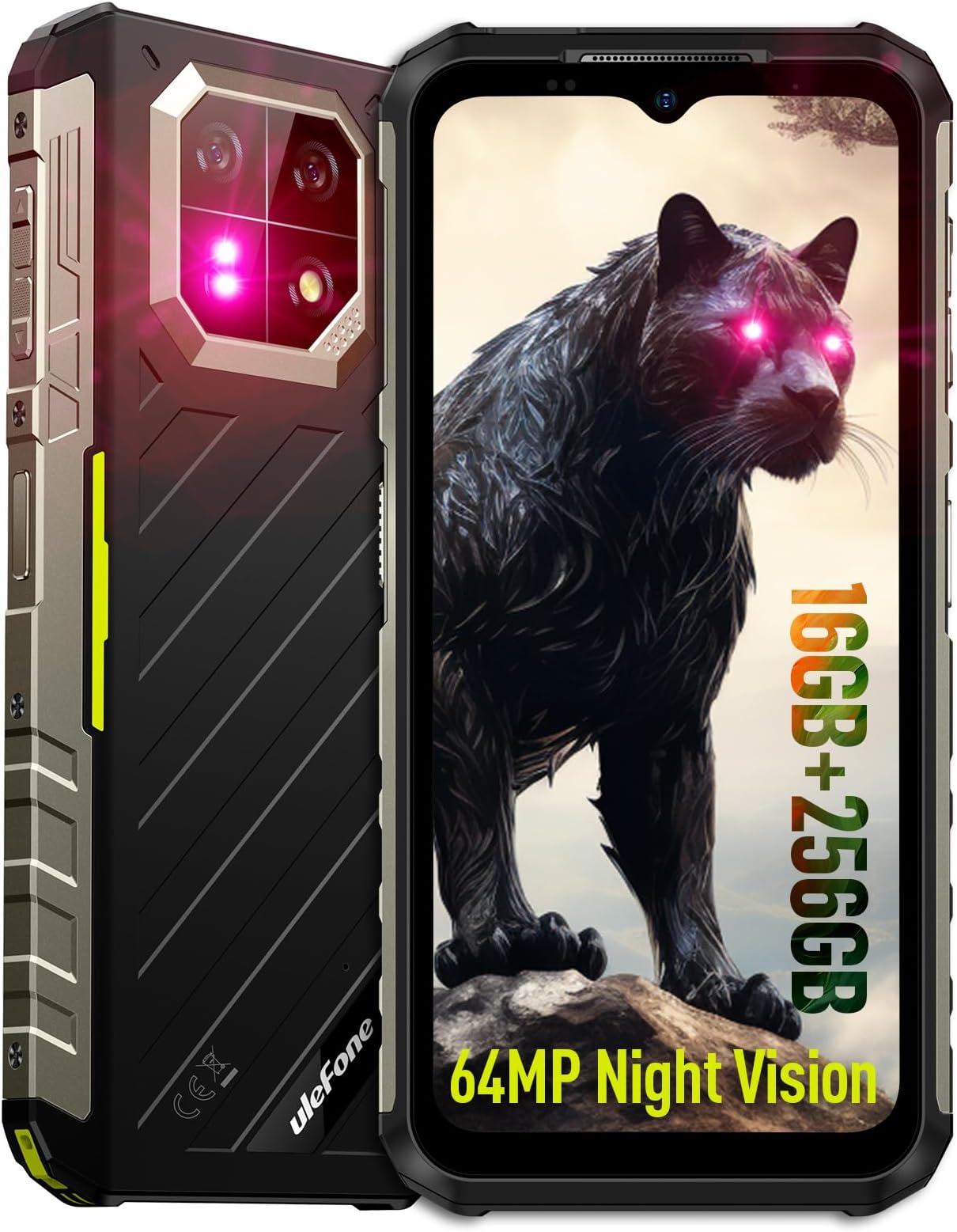 Armor 22 Rugged Smartphone Unlocked, 64MP + 64MP, Helio G96 16GB RAM 256GB ROM, 6.58”FHD+ 120Hz Screen, 33W Charging 6600mAh Battery, IP68/IP69K Waterproof Phone, NFC/IR Blaster - Green