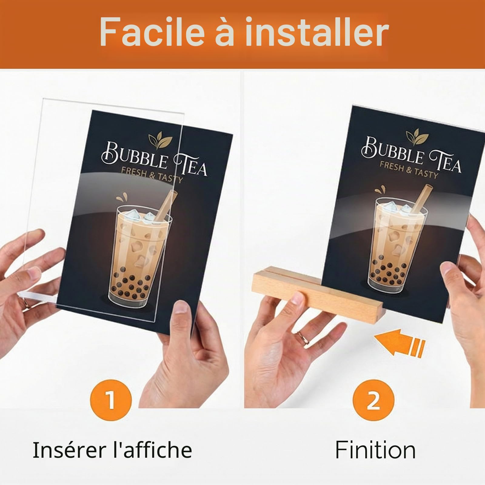 4 Pièces Porte Affiche A5 Présentoirs Table A5 Élégants Présentoirs de Table A 5 Display Stand Présentoir Acrylique A 5 Acrylique Transparent Plexi pour Bureau, Restaurant (14.8x21cm)