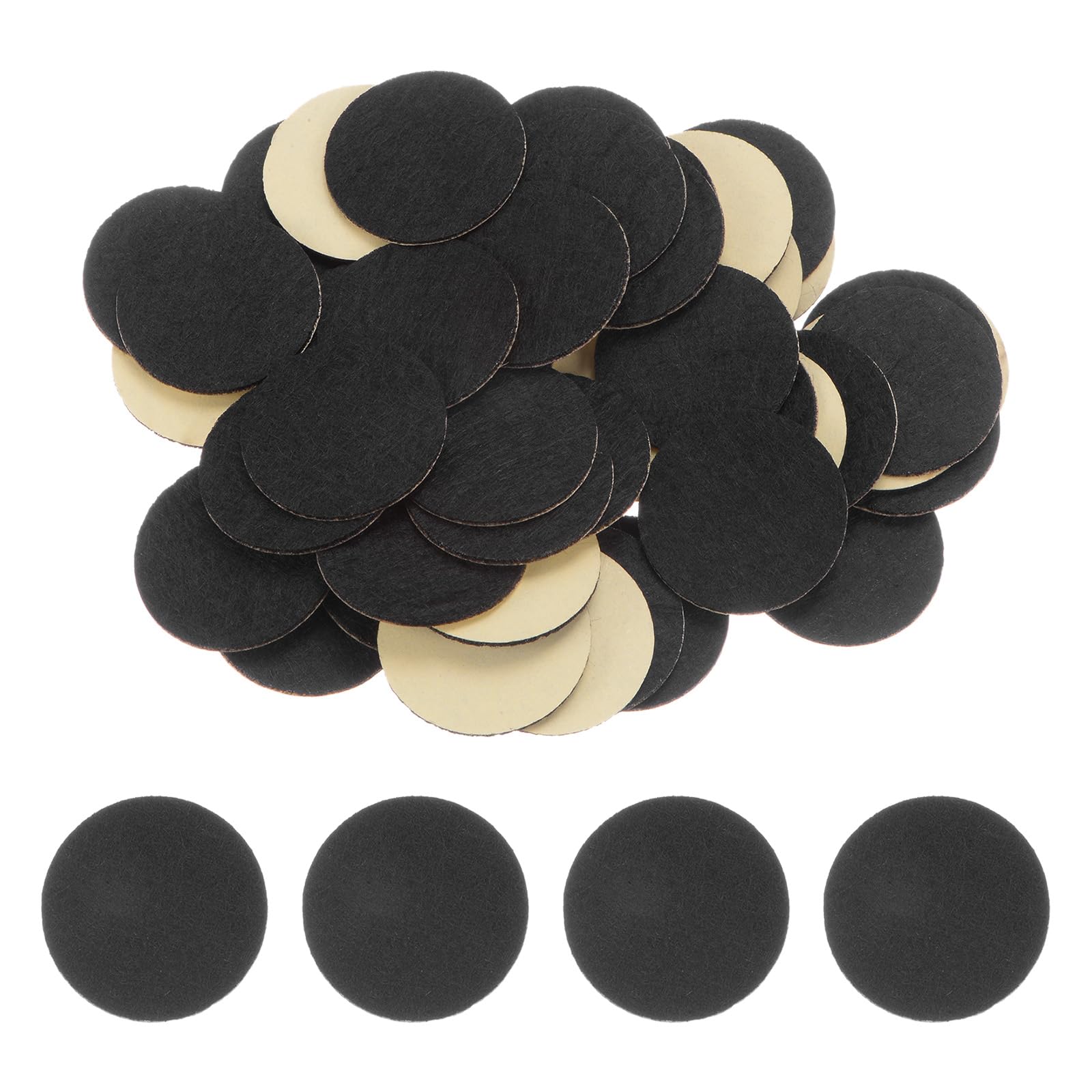 HARFINGTON 48pcs Round Adhesive Felt Circles, 25mm 1" Pre Cut Felt Craft Stickers Non-Woven Mini Felt Fabric Circles for DIY Sewing Handcraft Cut Projects Craft Finishing, Black
