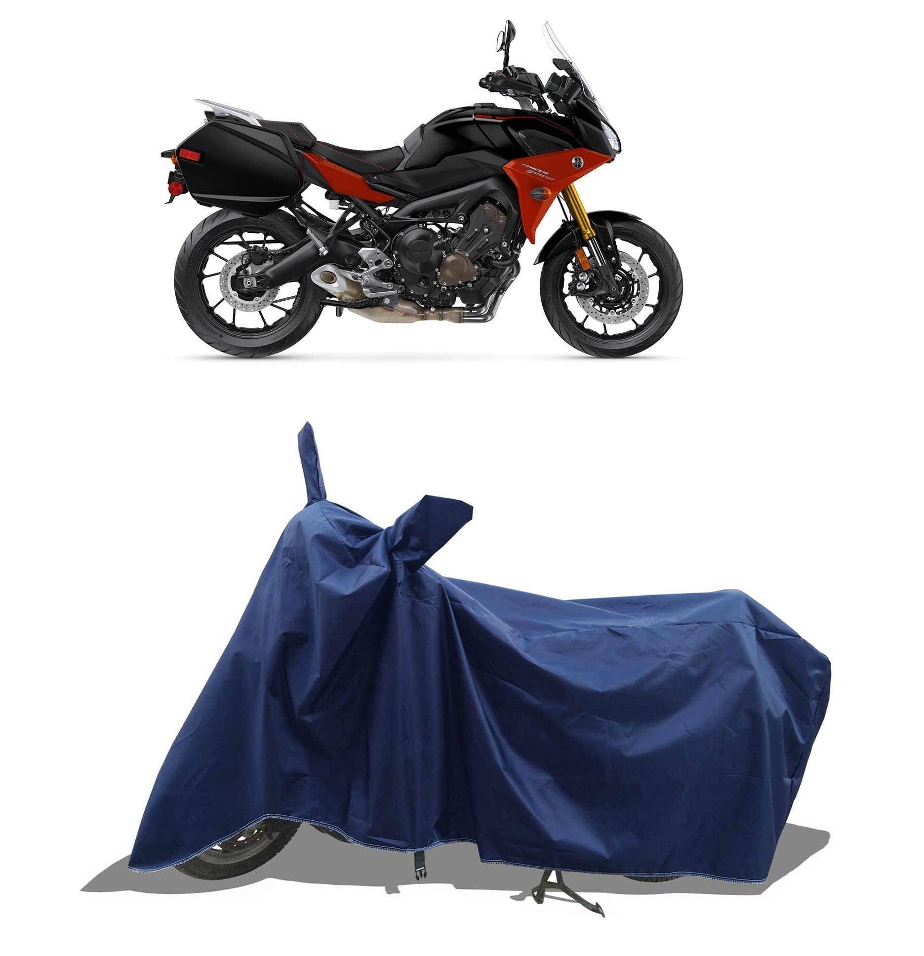 ROMEIZ - Two Wheeler - Scooty - Bike Cover for Tracer 900 Cover with Water-Resistant and Dust Proof Premium 190T Fabric_Entire Navy