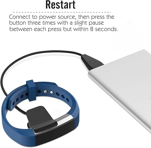 Miniatura 5 de MoKo Cargador con botón de reinicio compatible con Fitbit Alta HR, cargador USB de repuesto, adaptador de base de carga con cable de 1.8 pies