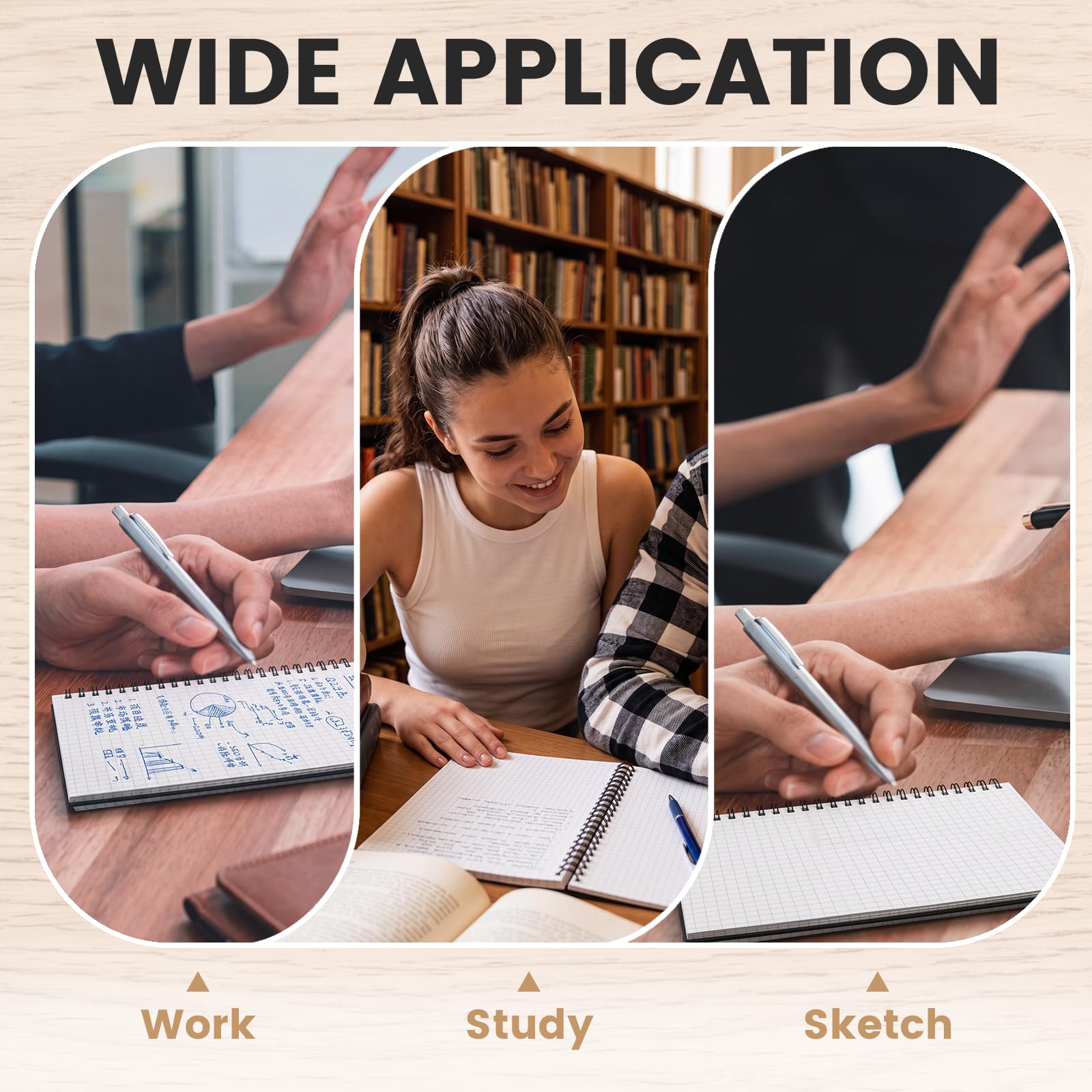 Engrowtic 6 Pcs Graph Paper Spiral Notebook 160 Pages 5.7" x 8.3" A5 Hardcover Journal Notebook Waterproof 80 Gsm Grid Paper with Removable Bookmark Ruler for Work School Writing Engineering Math