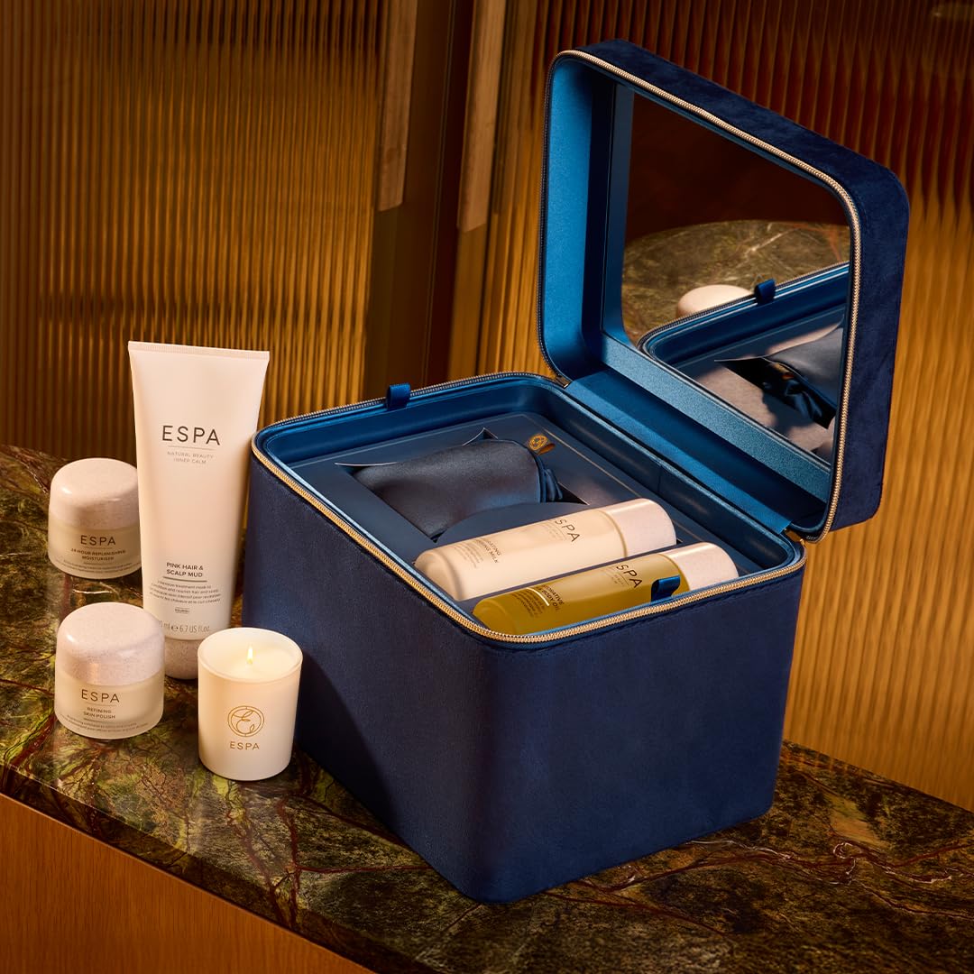 ESPA Experience Collection | Luxury Spa Gift Set Includes 7 Items Worth $418 | Cleanser, Exfoliator, Moisturiser, Hair Mask, Body Oil, Candle, Silk Eye Mask & Reusable Vanity Case