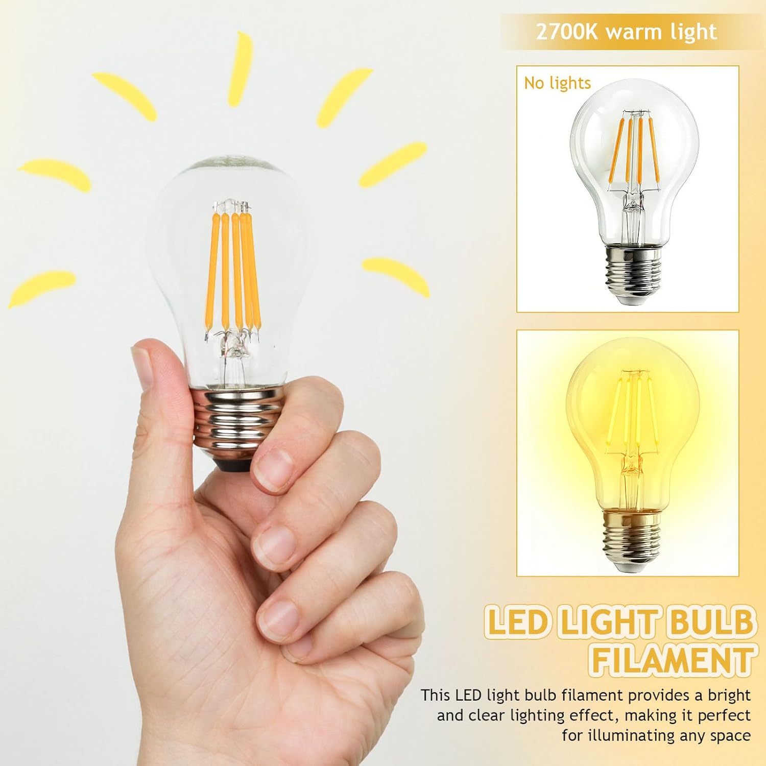 SEWACC 100pcs Led Filament, 38mm Hard Led Warm Light Bulb Filament Replacements for Repairing Bulb Lighting, 3v 120ma