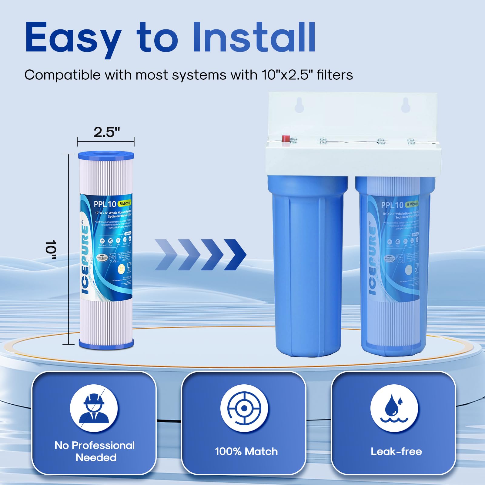 10 x 2 5 Pleated Sediment Water Filter Cartridge Replacement Any 10 inch RO Unit Compatible with R50 — view 7