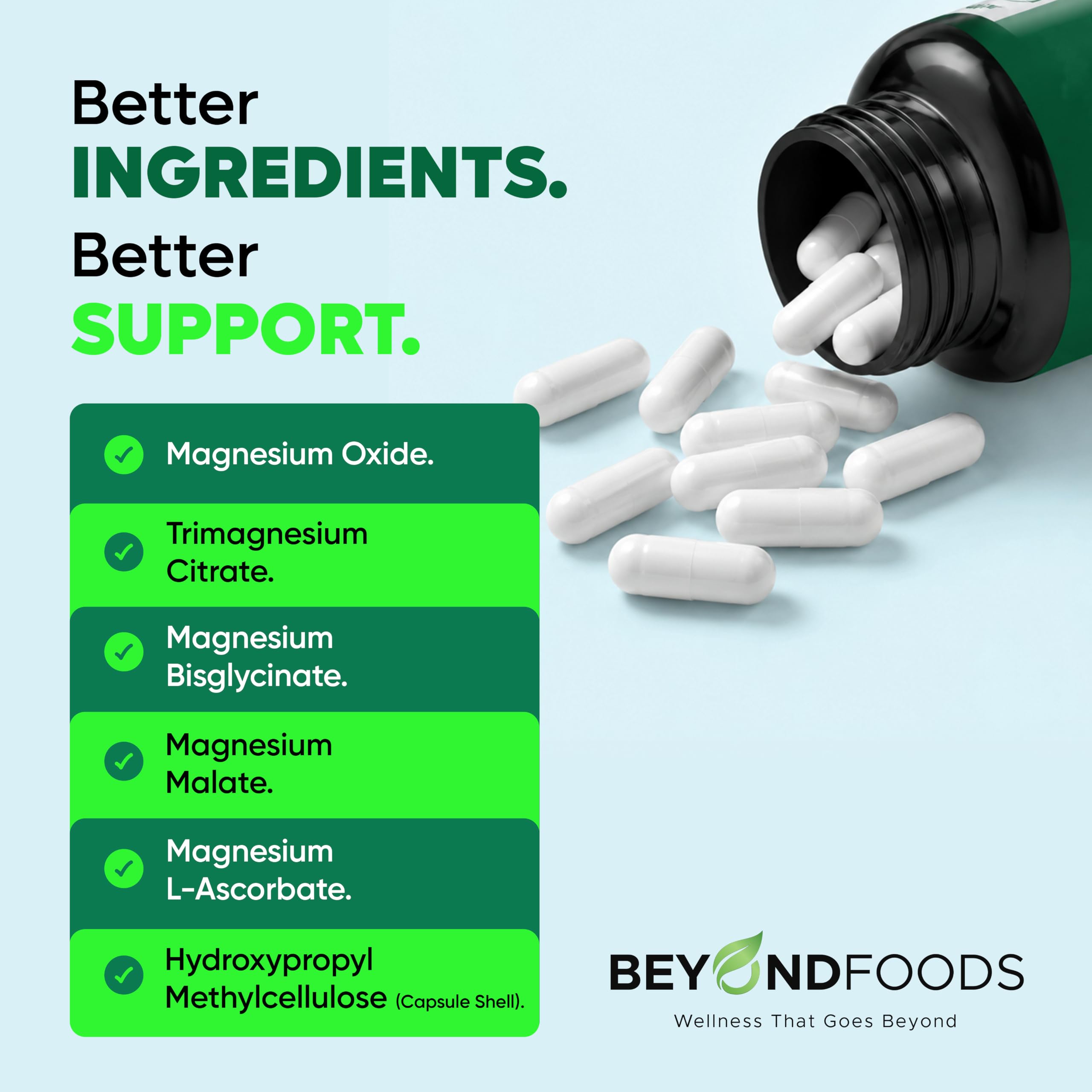 Magnesium Komplex 5-in-1 Kapseln – 400 mg elementares Magnesium pro Portion – Mit Bisglycinat, Citrat, Malat, Oxid & L-Ascorbat – 180 vegane Kapseln, 3-Monats-Vorrat