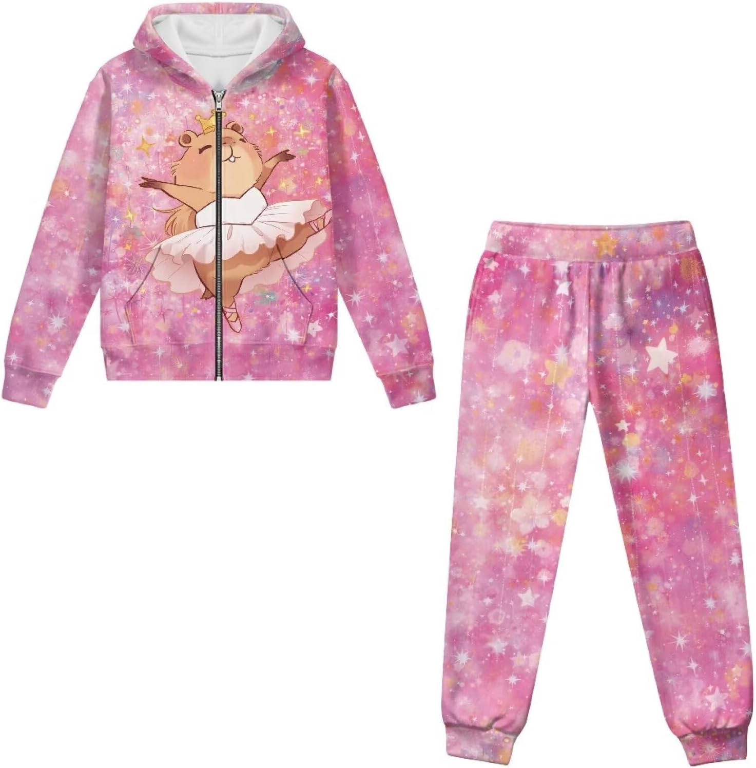 Tracksuit Girls 2 Piece Pant Sets with Pockets Zip up Sweatshirt Sweatpants