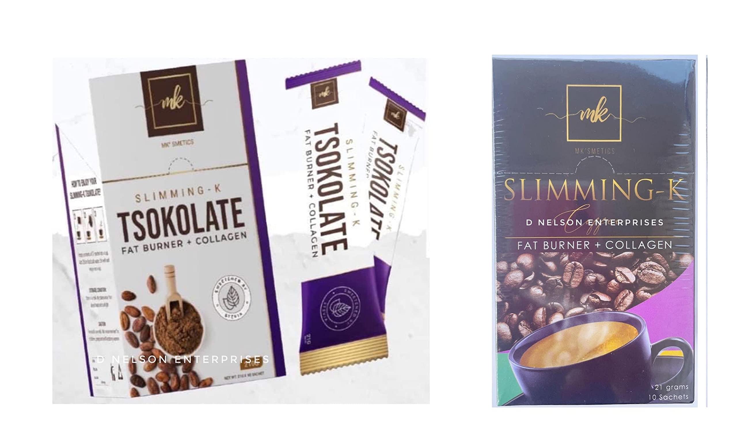 Slimming-K COFFEE & TSOKOLATE Bundle by Madam Kilay, Biotin + Collagen Mix Drink, 20 Sachets (2 Boxes)