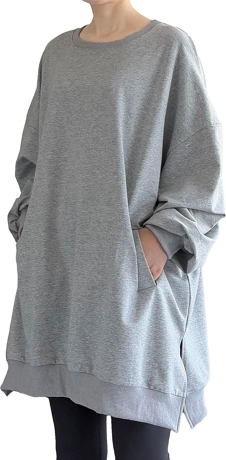 Minibee Women's Oversized Sweatshirt Crewneck Long Sleeve Tunic Shirts Plus Size Pullover Tops Fall Outfits