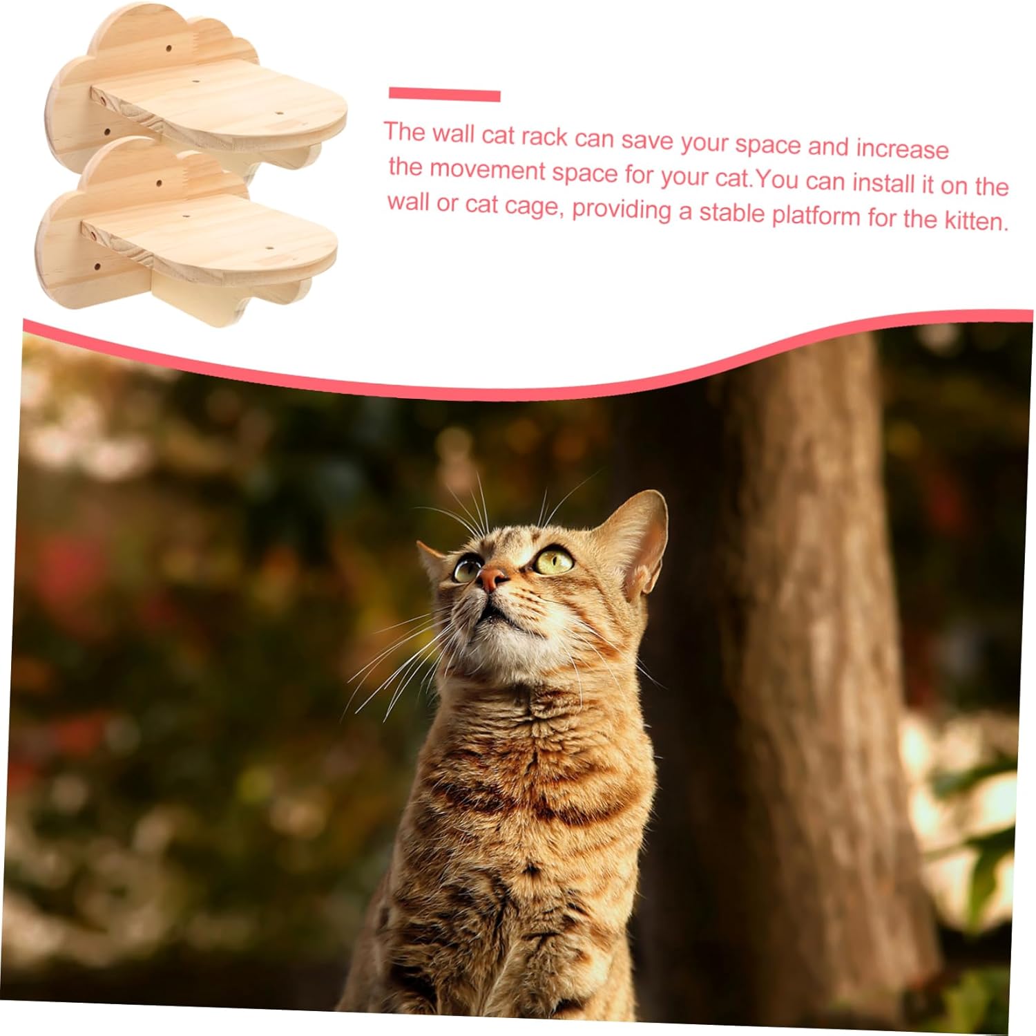 BESPORTBLE 2pcs Wall-Mounted Wooden Cat Wall Steps Cat Rest Platform Climbing Shelves for Indoor Sturdy Jumping Steps Furniture for Wall