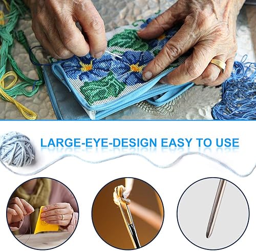 Miniatura 4 de Vodiye Juego de 37 ganchos de ganchillo, mango ergonómico de aluminio de color de alta calidad, agujas de gancho para manos artríticas, con