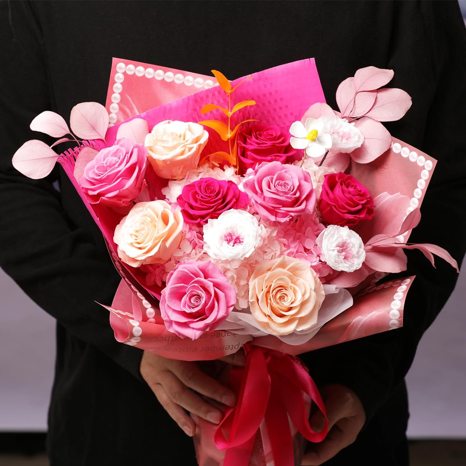 Lovenfold Flowers for Delivery Birthday Flowers Gift for Her,Preserved Flowers Bouquet 12 Roses Mixed Bouquet,Rose Gifts for Women Mom Grandma(Mixed 12 Pink-A Roses) - Image 5