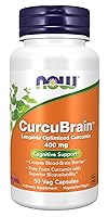 Vista 1 de Cápsulas CurcuBrain de Now Foods con 400 mg de curcumina optimizada, 50 cápsulas vegetarianas