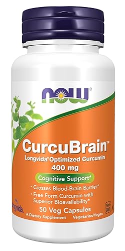 Cápsulas CurcuBrain de Now Foods con 400 mg de curcumina optimizada, 50 cápsulas vegetarianas
