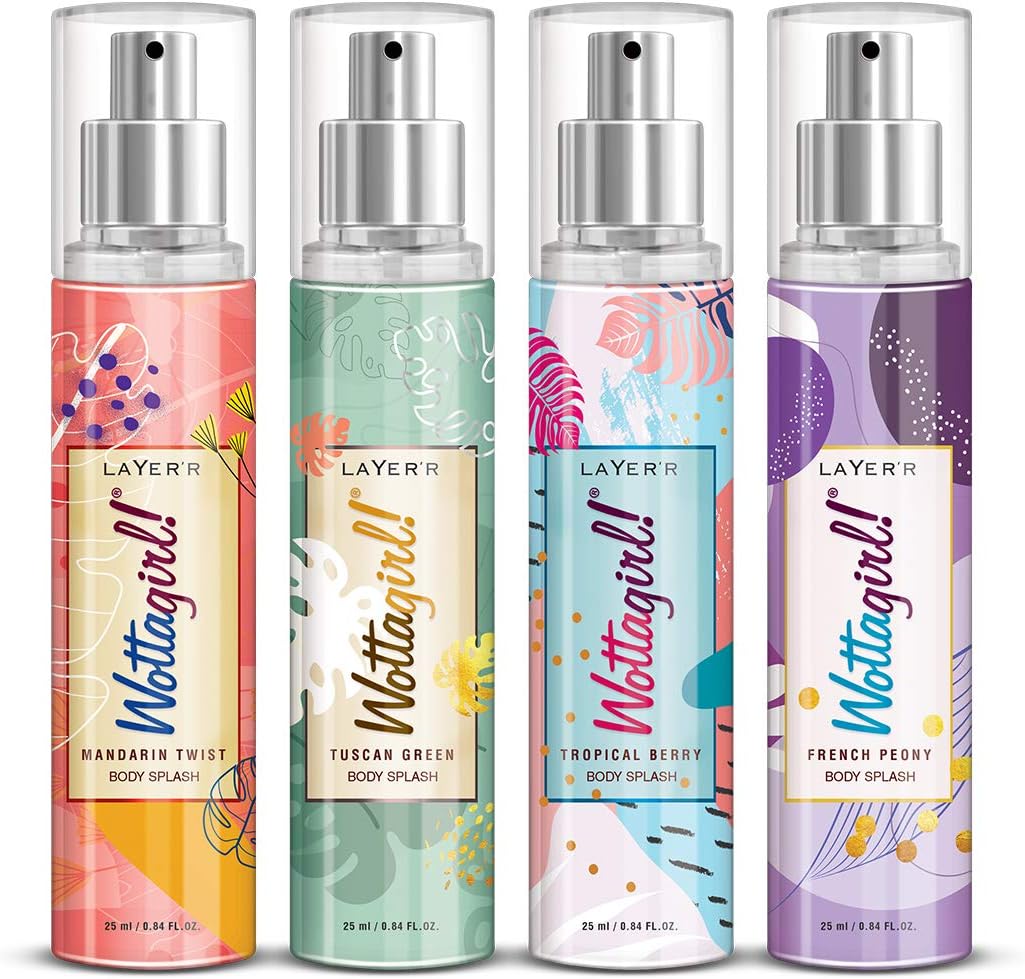 Wottagirl Wood Body Splash Spray For Women, 25Ml (Pack Of 4)