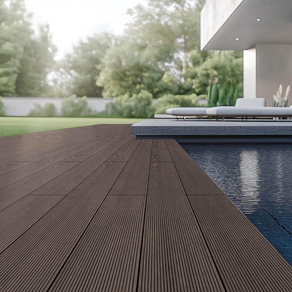 Home Deluxe - WPC Terrassendielen SAMANA - Dunkelbraun, 8m² - Inkl. Unterkonstruktion und kompl. Zubehör I Terrassenboden Poolumrandung Balkonbelag