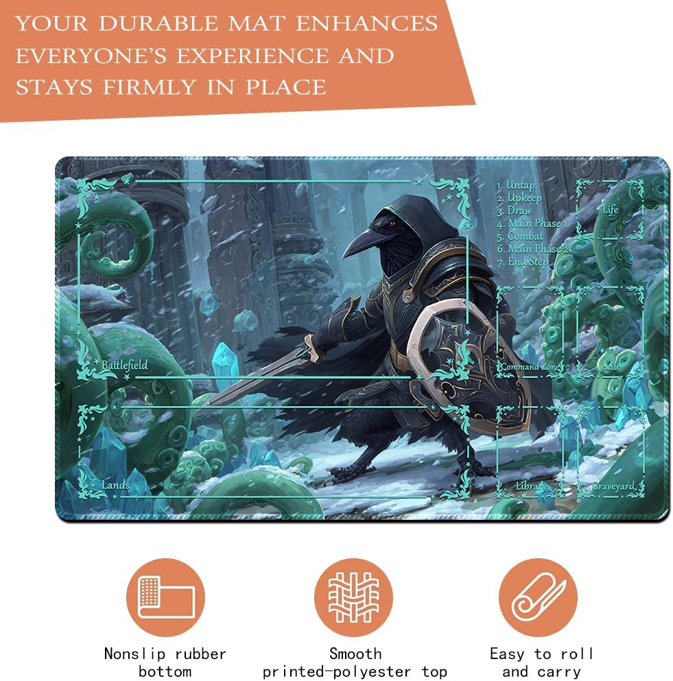 MTG Playmat,With Waterproof Storage black Bag Szie 60 x 35CM , With Zone MTG playmat Stitched Edges Game Play Mat Trading Card Game Playmats TCG Game Mat (With Zone,10)