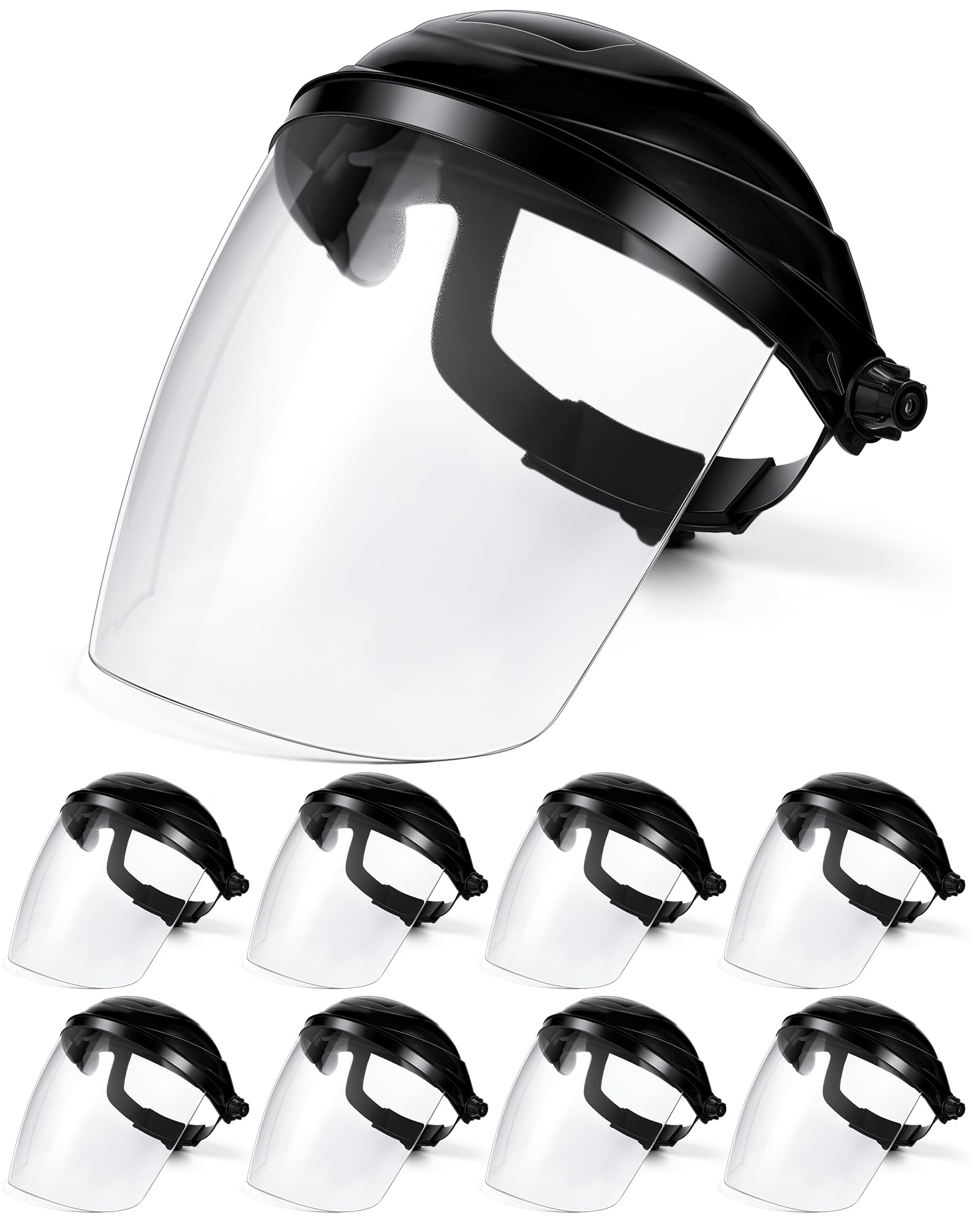 Tellegloww 8 Pack Safety Face Shield, Impact Resistant for Grinding Cutting