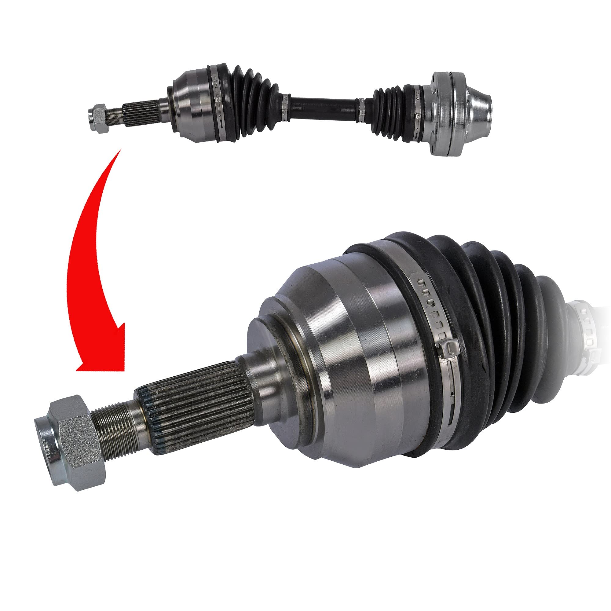 BESTPRICE 1x Arbre de transmission avant arbre à cardan des deux côtés compatible avec AUDI Q7 (4LB), PORSCHE CAYENNE (92A), CAYENNE (9PA), VW TOUAREG (7LA, 7L6, 7L7), TOUAREG (7P5, 7P6)