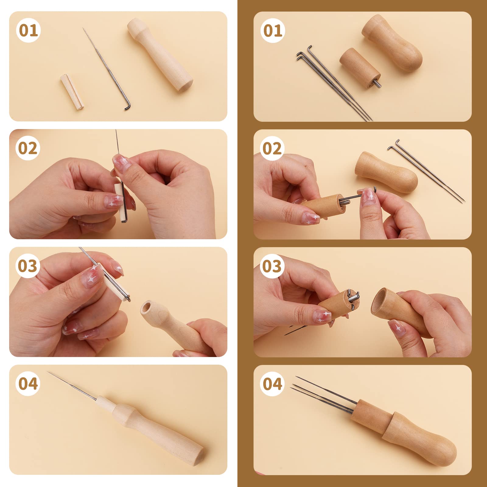 Juego de 128 piezas de fieltro punzonado, herramientas básicas y accesorios, material hilado de fibra de lana para manualidades para principiantes DIY fieltro animal artesanía