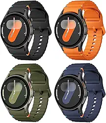 Pacote com 4 pulseiras esportivas para Samsung Galaxy Watch 7 6 5 de 40 mm e 44 mm, sem lacunas, para Samsung Galaxy Watch 4/FE de 40 mm e 44 mm/4e 6 Classic 47 mm, 43 mm, 46 mm, 42 mm/5 Pro de 45 mm