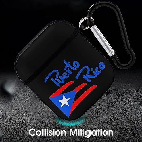 Miniatura 6 de Funda de bandera de Puerto Rico compatible con AirPods 2 y 1 con bonita piel y llavero para hombres y mujeres