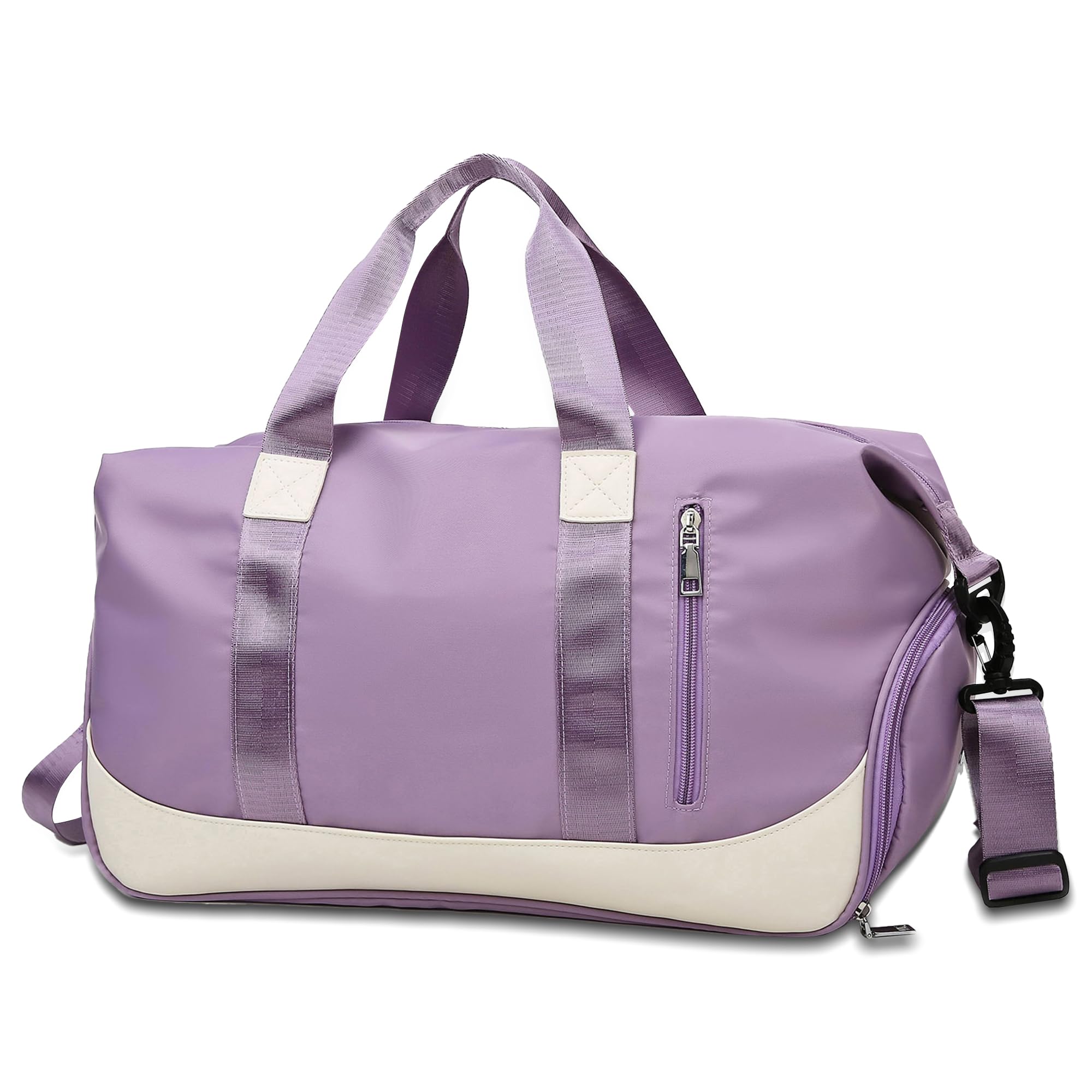 Borsone Palestra 40L Borsa da Viaggio Pieghevole Donna con Scomparto per Scarpe e Bagnato Impermeabili, Grande Borsa Sportiva Weekend Impermeabile Tote Travel Bag Per Piscina Sport Gym, Viola