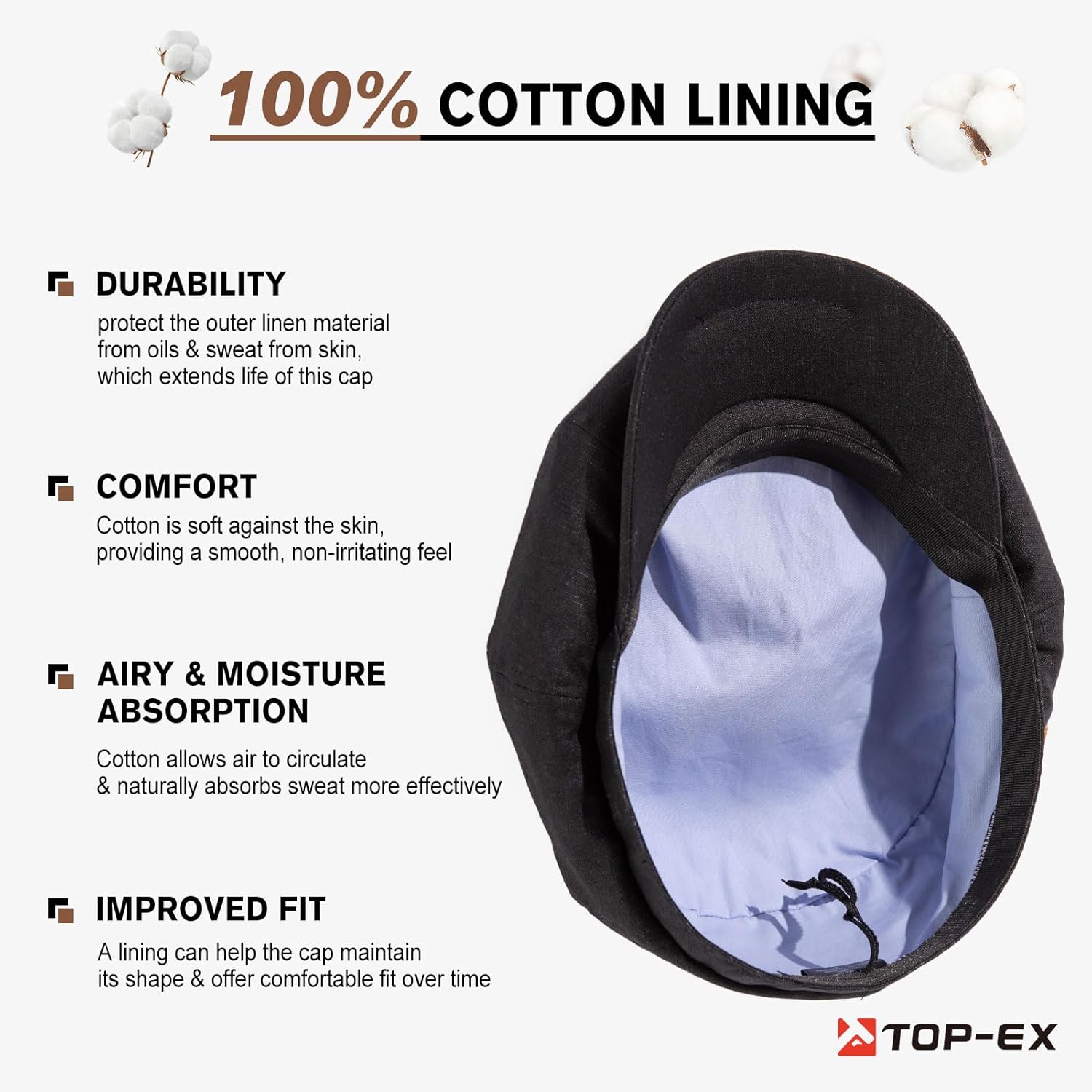 Oversized XL XXL Natural Linen Flat Cap Lightweight 8 Panel Summer Cooling Eco-Friendly Newsboy Hat Golf Outdoor - Image 7