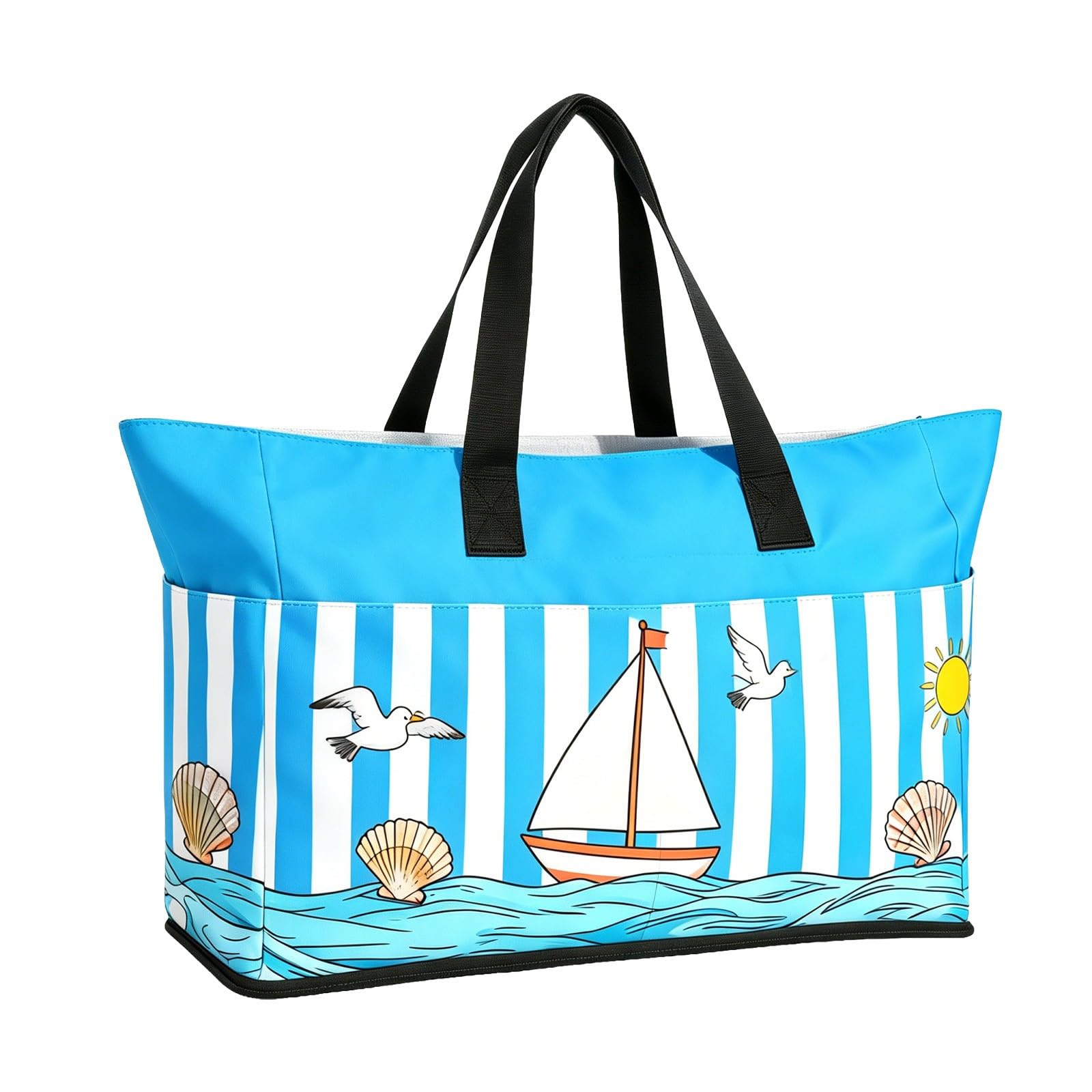 Generico Borsa Mare Grande Famiglia in Oxford a Strato Piccoli Oggetti Borsa Spiaggia Impermeabile Leggera con Cerniera Tote Bag a Tracolla Casual Elegante per Viaggio Shopping Campeggio,