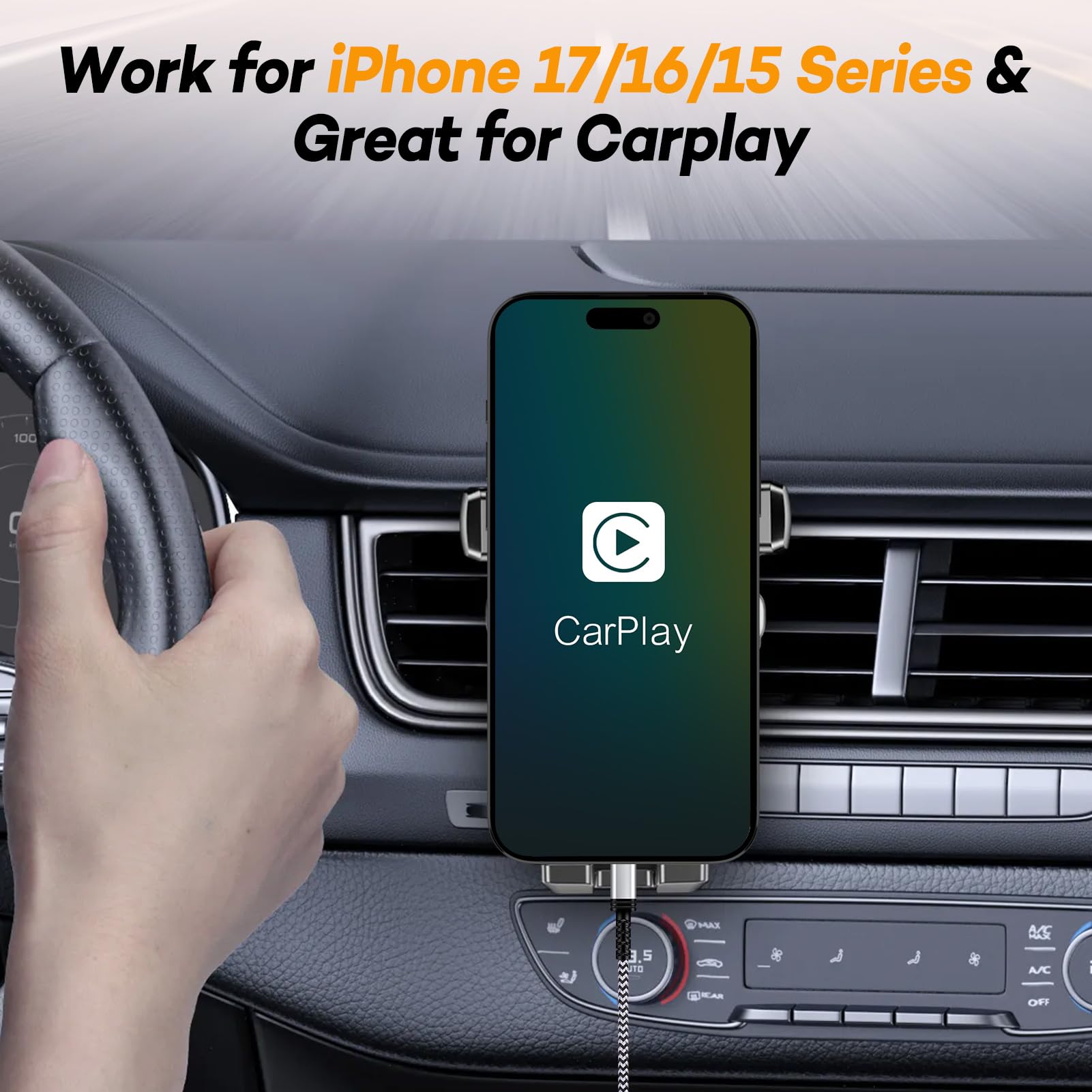 Cavo di ricarica da USB A a USB di tipo C Carplay per iPhone 17/17 Air/17 16 15 Pro/17 16 15 Pro Max/15 16 Plus, 0,9 m, 1,8 m, 3,1 A, cavo di ricarica USB-C per Samsung Galaxy S25 A1
