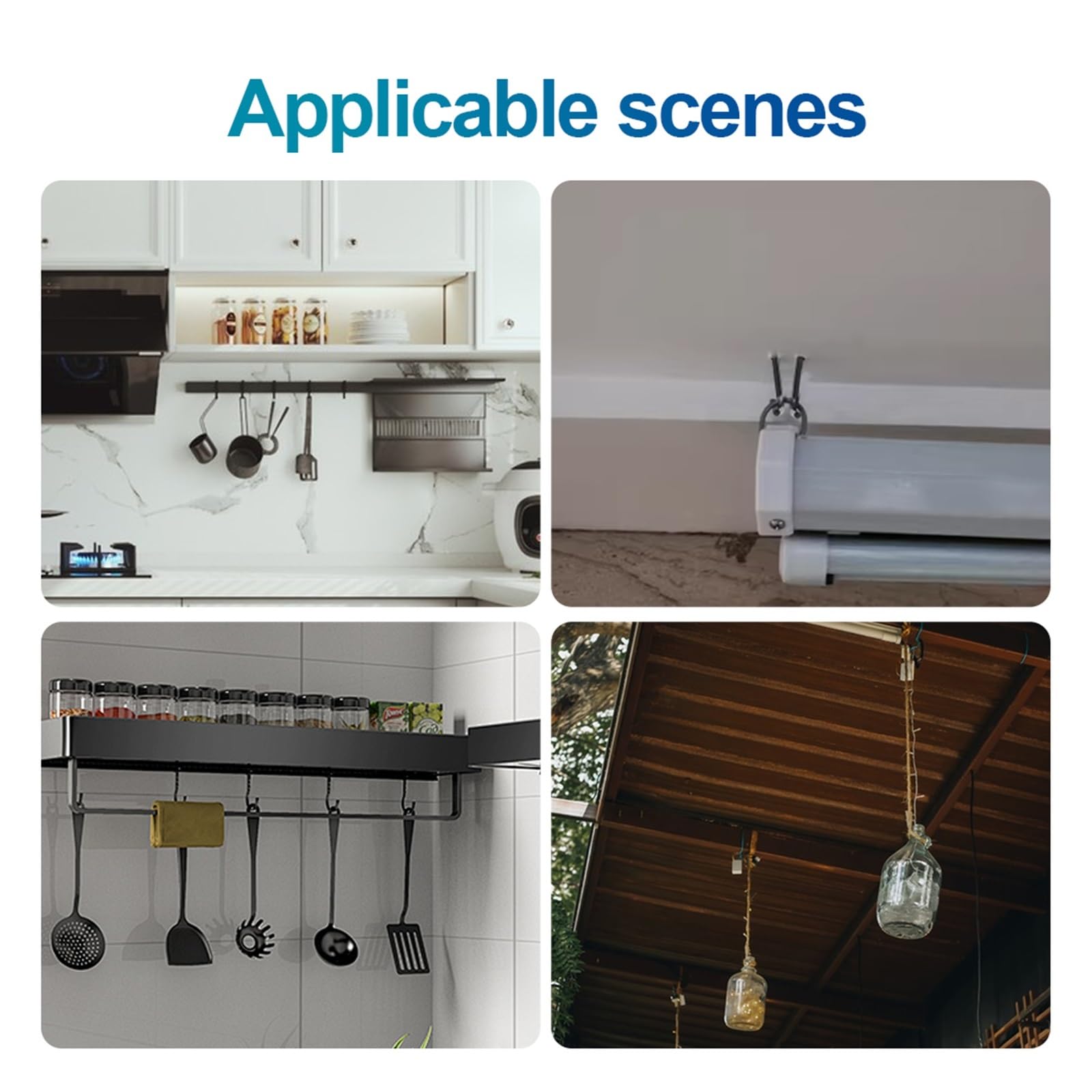 Ganci a Gancio, Viti a Gancio, 10 Ganci a Forma di L, Ganci a soffitto con Vite M2.4 M2.5 M2.8 M3.4 M3.7 M3.8 M4.7, Ganci ad Angolo retto Neri a 7 Forme