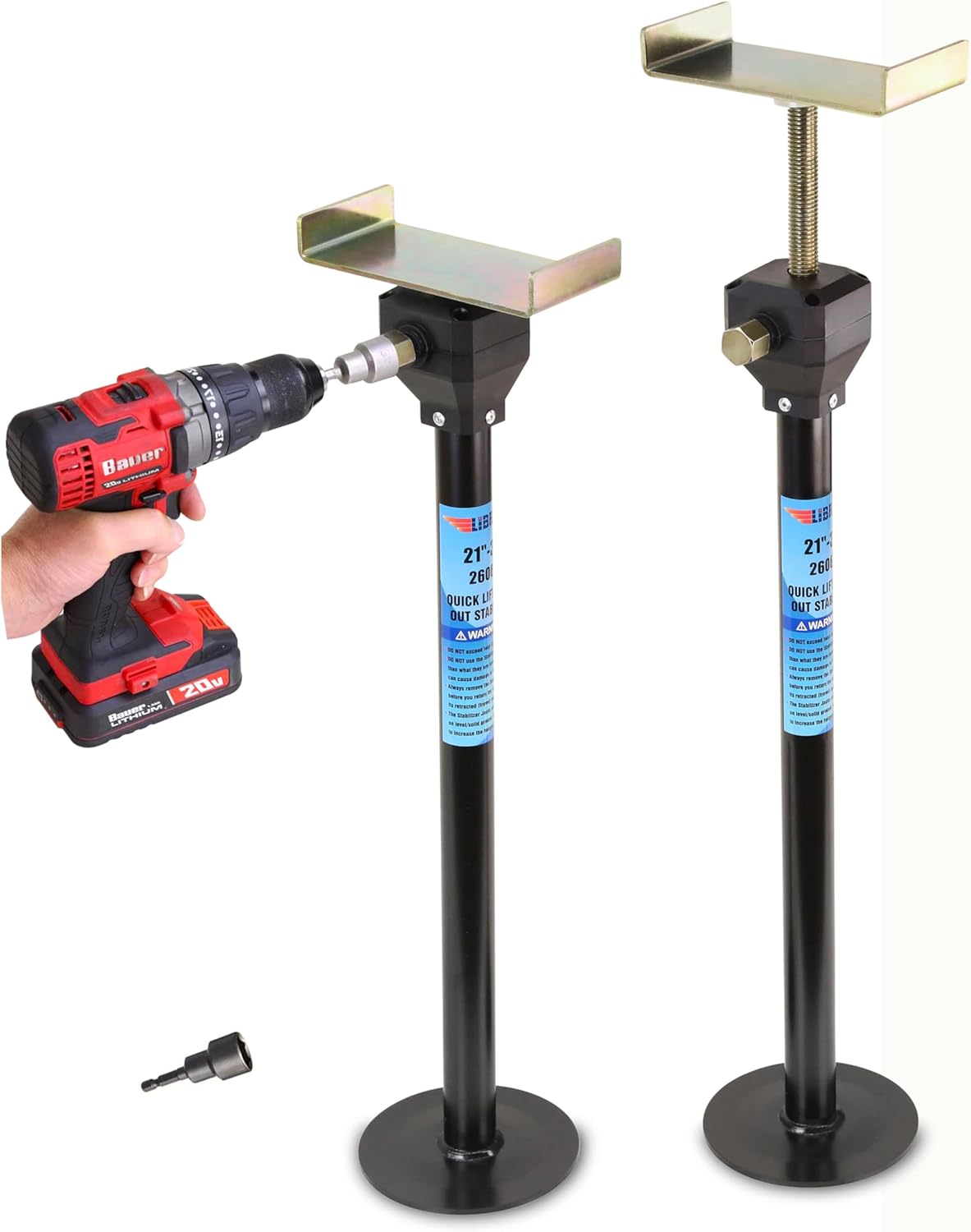 LIBRA Set of two Heavy Responsibility Fast-Carry RV Slide Out Stabilizer Jacks 5000lbs Regulate 26″-49″