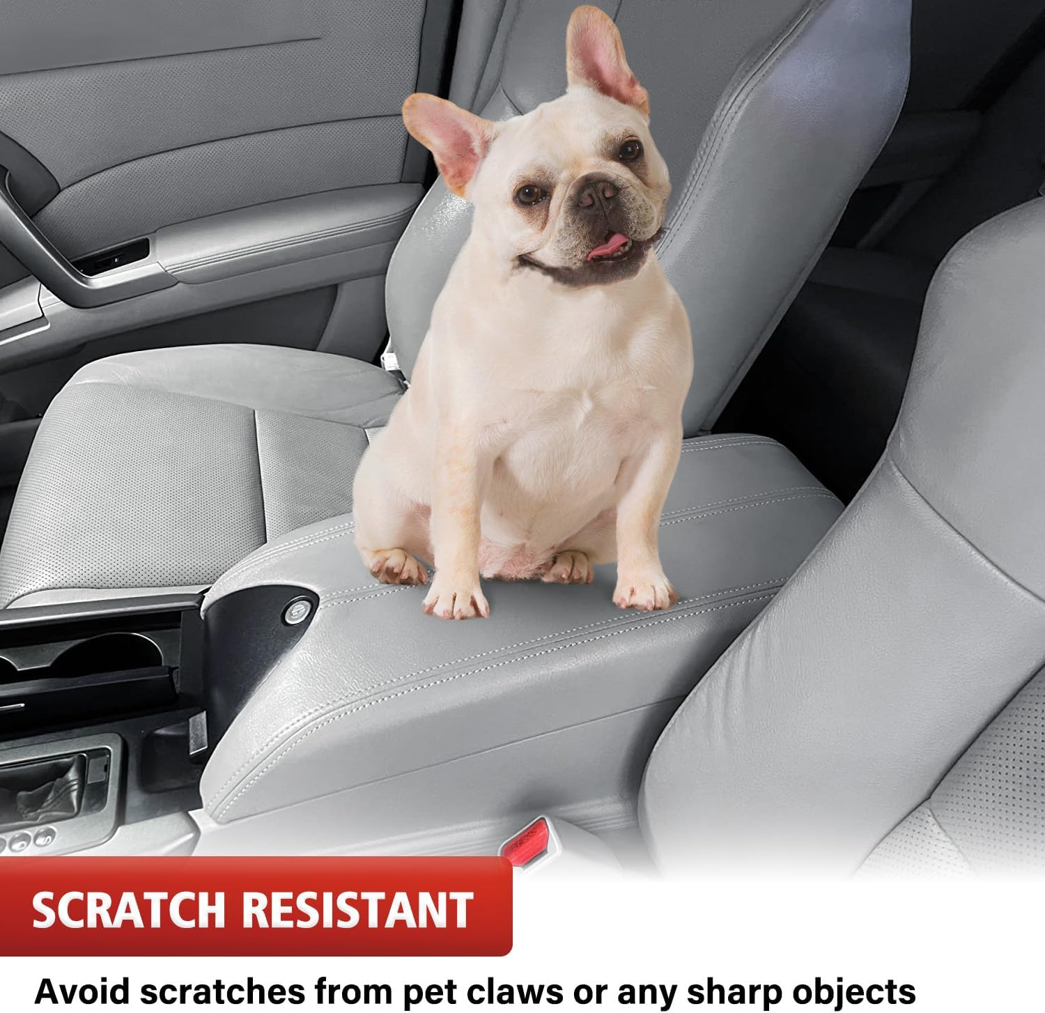 KBH Center Console Armrest Cover Replacement for Acura RDX 2007 2008 2009 2010 2011 2012, Vinyl Leather Arm Rest Lid Upholstery, Anti-Scratch, Gray