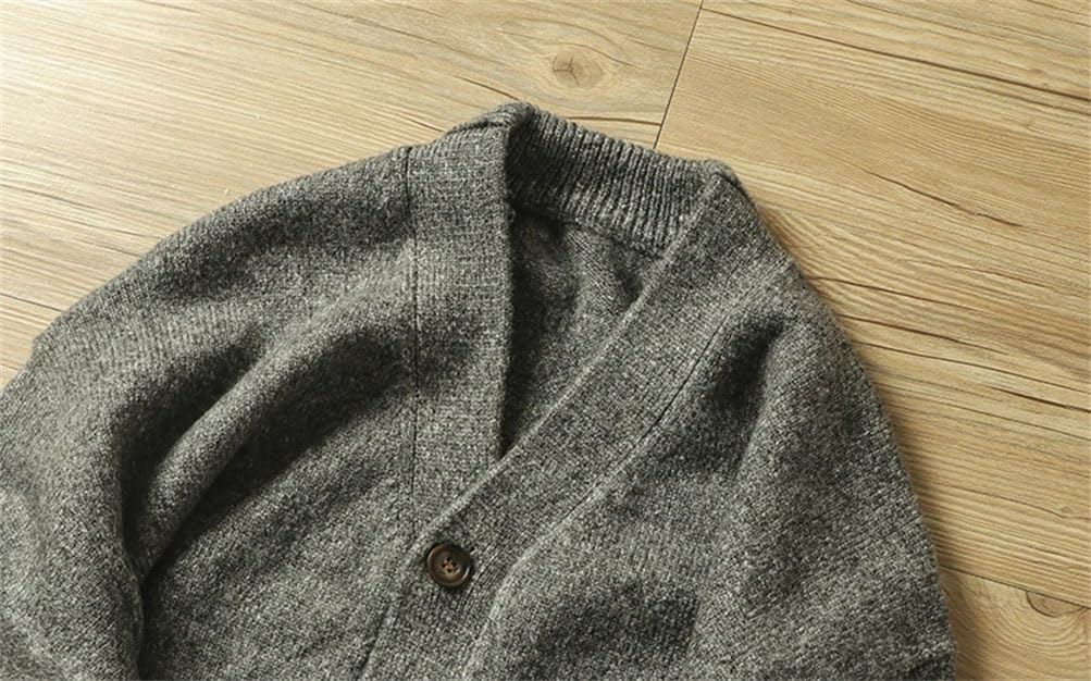 Men's Vintagev-Neck Knitted Wool Cardigan Casual Simple Solid Color Cardigan Sweaters