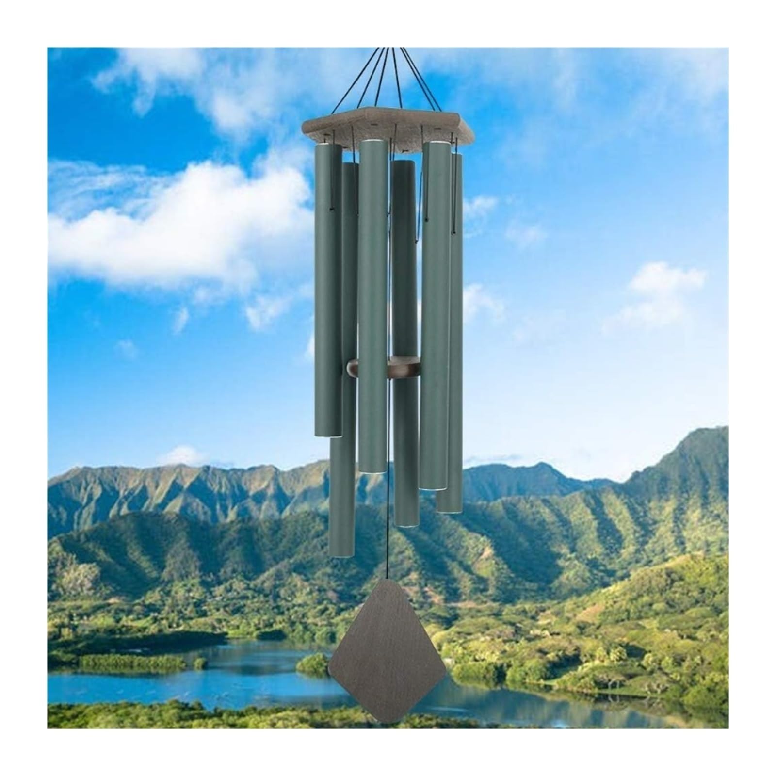 Wind Chimes Outdoor Large Deep Tone Sympathy Tuned Soothing Melody Memorial Wind-Chime With 6 Heavy for Indoor and Outdoor(Brown)