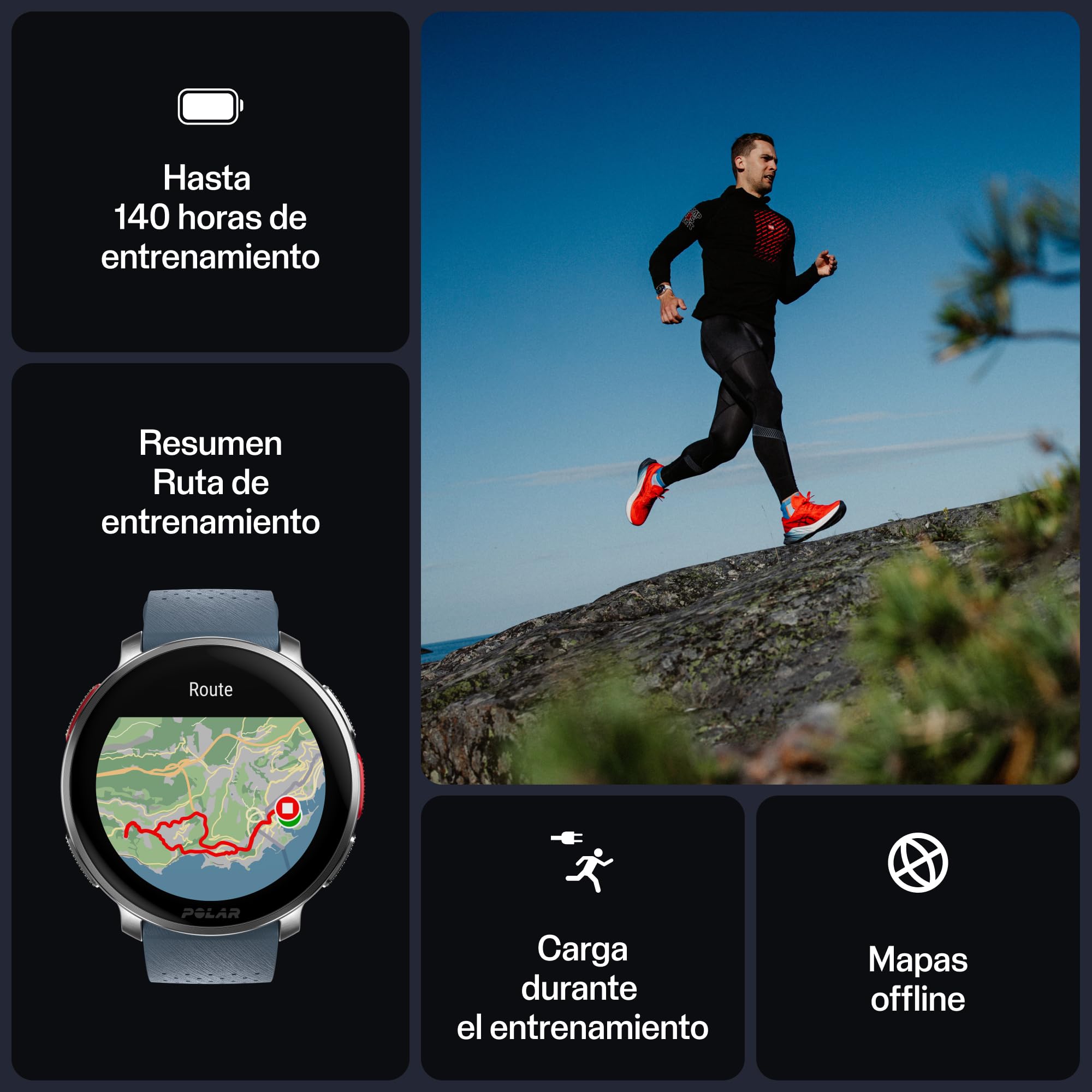 Polar Vantage V3 Reloj deportivo GPS Monitor frecuencia cardíaca batería ampliada mapas offline running triatlón