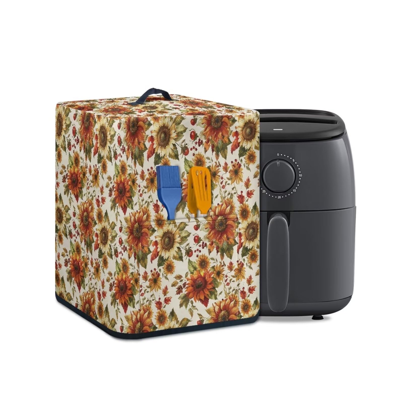 Daisy Print Air Fryer Cover Fall Decorations Kitchen Appliance Covers Dustproof Stain Resistant Small Appliance Cover with Pocker